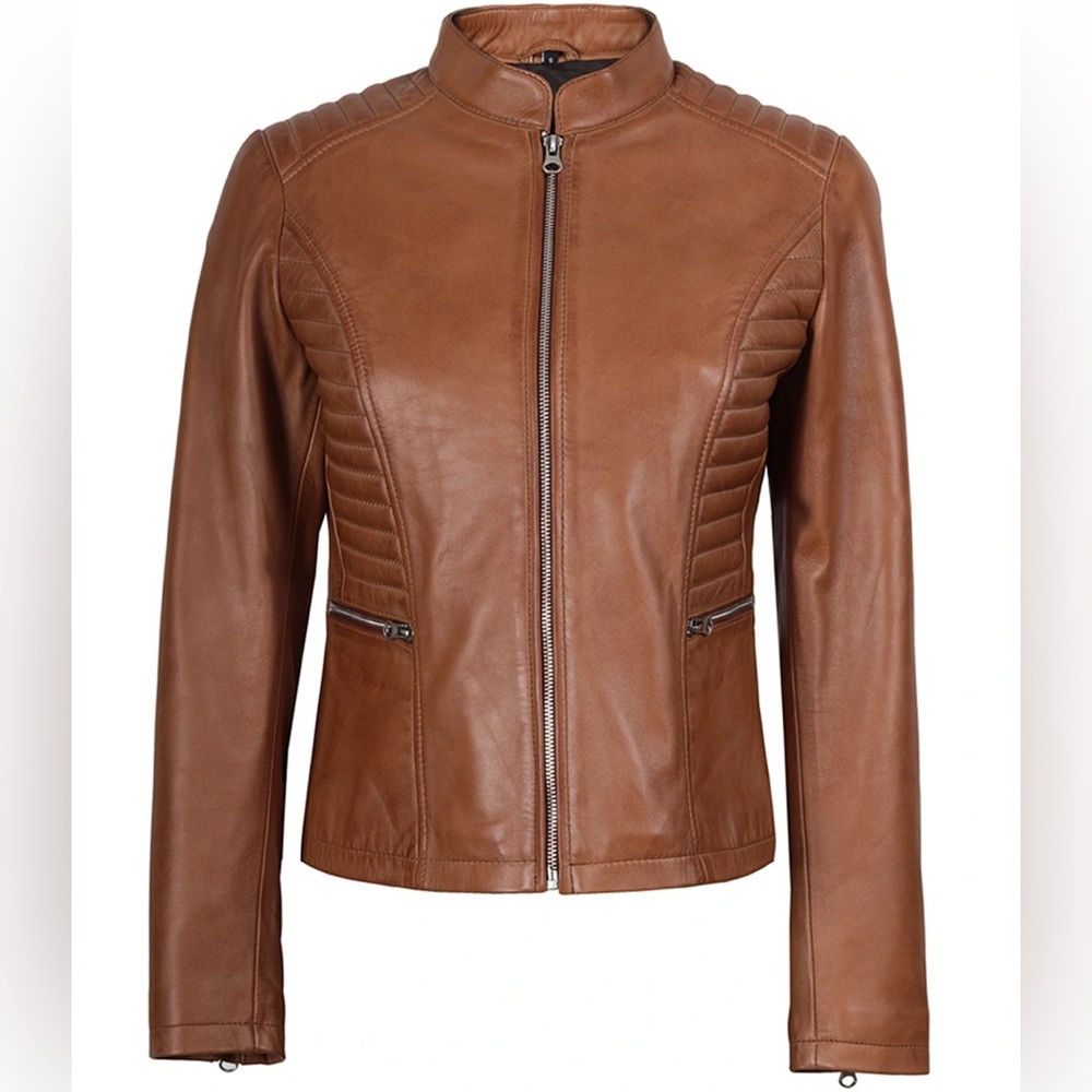 Fan Jackets Women's Brown Rust real Leather Jacket XS